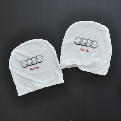 Купить Чехлы для подголовников Универсальные Audi Белые Цветной логотип 2 шт 26260 Чехлы на подголовники