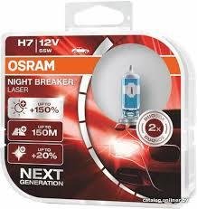Купить Автолампа галогенная Osram Night Breaker Laser +150% 12V H7 55W 2 шт (64210 NL-BOX) 38373 Галогеновые лампы Osram