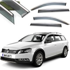 Купить Дефлекторы окон ветровики Benke для Volkswagen Passat B6 / B7 Variant 2005- (Хром Молдинг Нержавейка 3D) 33475 Дефлекторы окон Volkswagen