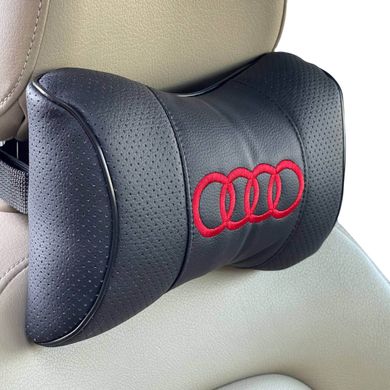 Купити Подушка на підголовник з логотипом Audi екошкіра Чорна Червоний логотип 1 шт 4948 Подушки на підголовник - під шию