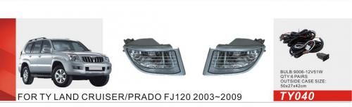 Купить Противотуманные фары для Toyota Prado FJ120 2003-2009 H3 12V 55W с проводкой Комплект (TY-040) 65572 Противотуманные фары модельные Иномарка