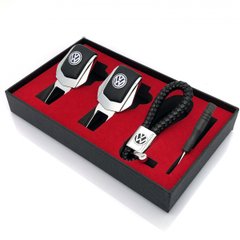 Купити Подарунковий набір №1 для Volkswagen з заглушок і брелка з логотипом Темний хром 9973 Подарункові набори для автомобіліста