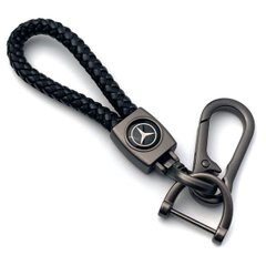 Купити Шкіряний плетений брелок Mercedes Benz для авто ключів з карабіном 34053 Брелоки для автоключів