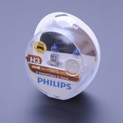 Купить Автолампа галогенная Philips X-treme Vision G-Force +130% H3 12V 55W Pk22s 2 шт (12336XVGS2) 38397 Галогеновые лампы Philips