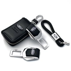 Купити Автонабір №9 для Ford Заглушки ременя безпеки з логотипом / Брелок та чохол для ключів / тиснена шкіра 38723 Подарункові набори для автомобіліста
