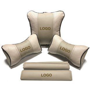 Buy Salon set Headrest pillows under the back Belt pads 3D Colored logo Eco-leather Beige 94814 Pillows for the headrest - under the neck