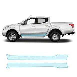 Купить Антигравийная защитная бронепленка по лекалам для Mitsubishi L200 V 2015-2019 - нижняя зона кузова пороги 107464 Модельные лекала защитных пленок для Mitsubishi