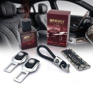 Купить Набор автомобилиста №12 для Mercedes / заглушки ремня безопасности с логотипом / Брелок для автоключей / Брелок для автоключів / VIP Ароматизатор Red 38802 Подарочные наборы для автомобилиста
