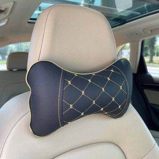 Buy Headrest pillow eco-leather black - perforated insert 2 pcs 79496 Pillows for the headrest - under the neck