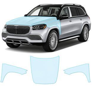 Buy Pre-cut paint protection film for Mercedes-Benz Maybach GLS X167 2020- hood + front fenders 107131 Model-specific paint protection film patterns for Mercedes-Benz