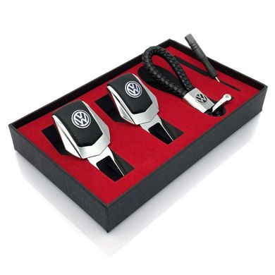 Купити Подарунковий набір №1 для Volkswagen з заглушок і брелока з логотипом Темний хром 9973 Подарункові набори для автомобіліста