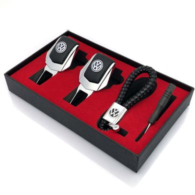 Купити Подарунковий набір №1 для Volkswagen з заглушок і брелока з логотипом Темний хром 9973 Подарункові набори для автомобіліста