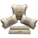 Buy Salon set Headrest pillows under the back Belt pads 3D Colored logo Eco-leather Beige 94814 Pillows for the headrest - under the neck