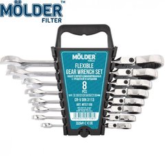 Купить Набор ключей комбинированных Molder с трещоткой и карданом 8-19 мм 8 шт (MT57108) 58124 Наборы инструментов