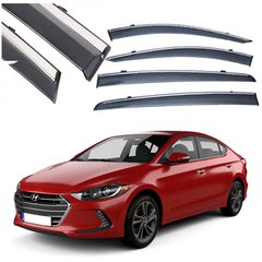 Купить Дефлекторы окон ветровики Benke для Hyundai Elantra 2016-2021 Хром Молдинг Нержавейка 3D (BHYET1623-W/S) 67599 Дефлекторы окон Hyundai