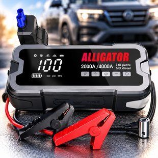 Купить Бустер Зарядно Пусковое Устройство 2000А старт 24000 mAh 12В Alligator Jump Starter 3в1 + Компрессор (JS850) 110928 Преобразователи напряжения инверторы - Зарядные АКБ
