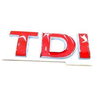 Купить Эмблема надпись TDI Красная 85х25 мм для Volkswagen металл на скотче (Завод) 88472 Эмблема надпись на иномарки