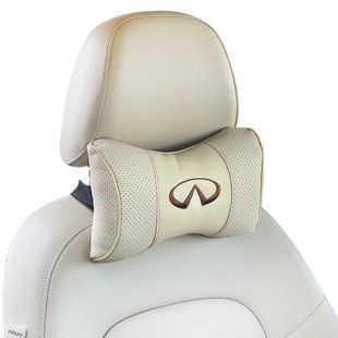 Buy Headrest pillow with Infiniti logo eco leather Beige 1 piece 60540 Pillows for the headrest - under the neck