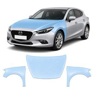 Buy Pre-cut paint protection film for Mazda Mazda3 BN facelift 2016-2019 - hood + front fenders 106543 Model-specific paint protection film patterns for Mazda