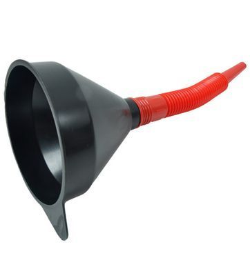 Buy Narrow plastic funnel with flexible corrugated spout and metal strainer, non-detachable, Ukraine 112190 Canisters