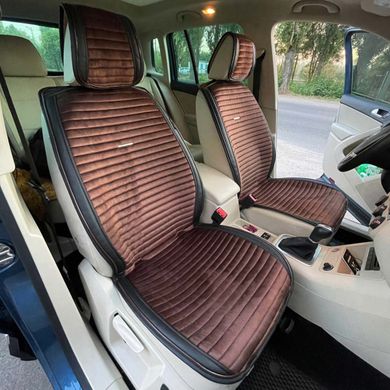 Купить Накидки на передние сидения Алькантара Napoli Premium Коричневые 2 шт 39451 Накидки для сидений Premium (Алькантара)