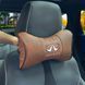 Buy Headrest pillow with Infiniti logo Eco-leather 3D Colored logo Brown-Brown piping 1 pc 91698 Pillows for the headrest - under the neck