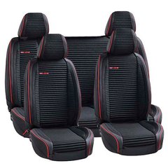Купить Чехлы Накидки для сидений Voin 5D Комплект Полоска Черные Красный кант (V-1801 Bk) 67112 Накидки для сидений Premium (Алькантара)