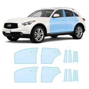 Buy Pre-cut paint protection film for Infiniti FX35/FX37/QX70 S51 facelift 2012-2017 - doors and windows pillars 105169 Model-specific paint protection film patterns for Infiniti