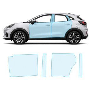 Купити Антигравійна захисна бронеплівка за лекалами для Ford Puma I 2019- зони дверей і стійки вікон 104509 Модельні лекала захисних плівок для Ford