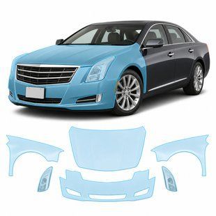 Купити Антигравійна захисна бронеплівка за лекалами для Cadillac XTS I 2013-2019 - передня частина авто (капот бампер крила)) 103472 Модельні лекала захисних плівок для Cadillac