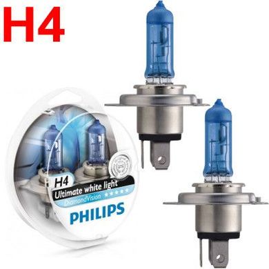Купить Автолампа галогенная Philips Diamon Vision H4 12V 60/55W 5000K 2 шт (12342DVS2) 38409 Галогеновые лампы Philips