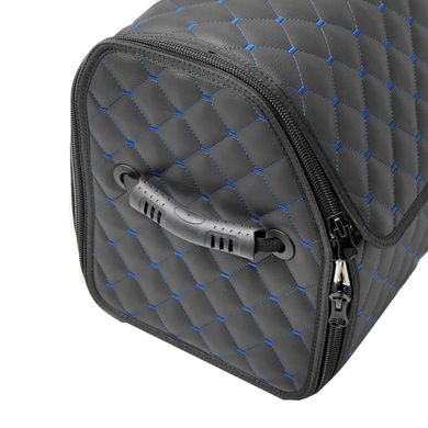 Купить Органайзер саквояж в багажник Kia Premium (Основа Пластик) Эко-кожа Черный-Синяя нить 62657 Саквояж органайзер
