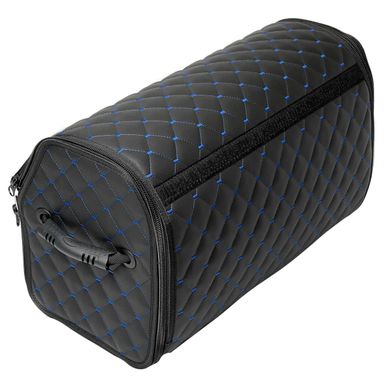 Купить Органайзер саквояж в багажник Kia Premium (Основа Пластик) Эко-кожа Черный-Синяя нить 62657 Саквояж органайзер