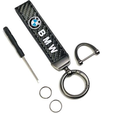 Купить Стильный Брелок BMW ремешком на ключи с Карабином Темный хром №3 67344 Брелки для автоключей