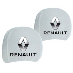 Купити Чохли для підголівників Універсальні Renault Білі Кольоровий логотип 2 шт 26319 Чохли на підголовники