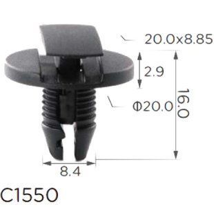 Buy Clip for fastening molding CITROEN RENAULT PEUGEOT (856553 1609267280 7703072416 11495) C1550 73395 Fixer for moldings and radiator grilles