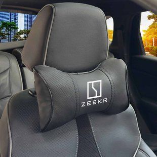 Buy Headrest pillow with Zeekr logo Eco-leather 3D Colored logo Black-Black edging 1 pc 91800 Pillows for the headrest - under the neck