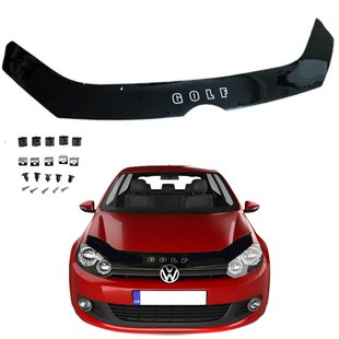 Купить Дефлектор капота мухобойка Volkswagen Golf VI 2008-2014 Евро крепление Voron Glass 73069 Дефлекторы капота Volkswagen