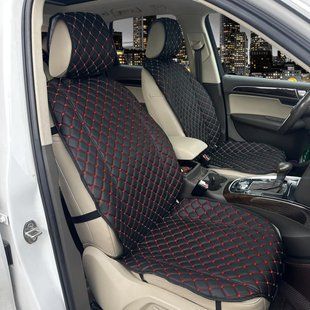 Buy Front Seat Covers Melanо EcoLeather Black-Red Thread (Rhombus) 86882 Premium Seat Covers (Alcantara)