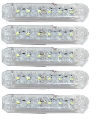Купить Габарит LED прямоугольный 100х20 мм / 12/24V / 6 диодов / Белый 1 шт (MRT 53) 8585 Габаритные огни