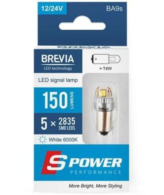 Купити LED автолампа Brevia Spower 12/24V T4W 4x2835SMD 150Lm 6000K CANbus 2 шт Оригінал (10219X2) 40200 Світлодіоди - Brevia