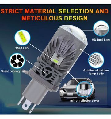 Buy LED Automotive Bulbs H4 12V 80/100W 9000/11000Lm 6000K 3570 Chips (Lensed D35mm with Canbus Simulator) M01J 101880 LED Lamps PRO Lensed