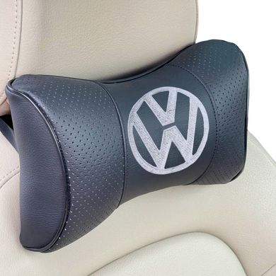 Купить Подушка на подголовник с логотипом Volkswagen экокожа Черная 1 шт 9784 Подушки на подголовник - под шею