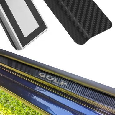 Buy Door sills for Honda Civic VIII 5D 2006-2011 Stainless steel with carbon insert and bend 4 pcs (Premium PK-HO11) 98536 Door sills and bumper trims