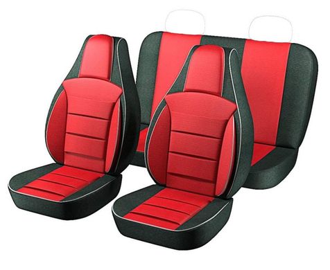 Купити Чохли Пілот для сидінь ВАЗ 2107 Чорна тканина Червона тканина 23559 Чохли PILOT