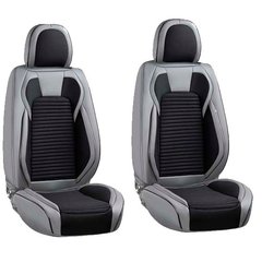 Купить Чехлы Накидки для сидений Voin 5D Передние Полоска Черно-Серая Серый кант (V-8803 Gy/Bk) 67114 Накидки для сидений Premium (Алькантара)