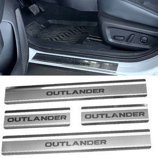 Купити Накладки на пороги для Mitsubishi Outlander IV 2021- Нержавіюча сталь із загином та Логотипом 4 шт (P-MI20) 96535 Накладки на пороги та бампер