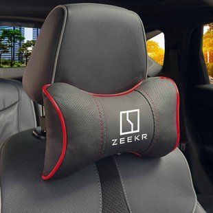 Buy Headrest pillow with Zeekr logo Ekoshkira 3D Color logo Black-Red edging 1 piece 91801 Pillows for the headrest - under the neck