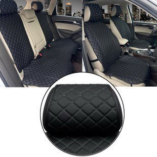Buy Seat covers Melanо EcoLeather Set Black-Black thread (Rhombus) 86883 Premium Seat Covers (Alcantara)