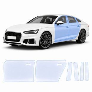Купити Антигравійна захисна бронеплівка за лекалами для Audi A5 F5 facelift 2020-2024 - зони дверей і стійки вікон 101470 Модельні лекала захисних плівок для Audi